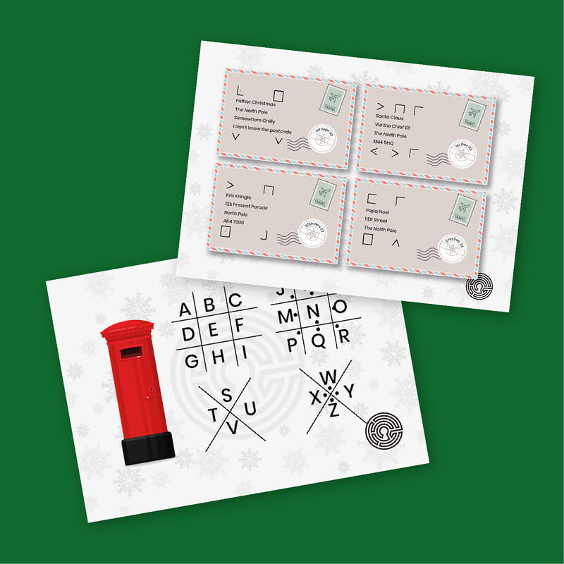 Two pages of our Christmas escape room game